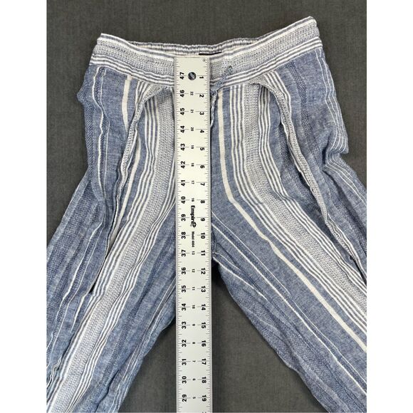 Coastal Linen Split Leg Pants Express Women XS Blue White Striped Beachy Relaxed - Picture 5 of 10